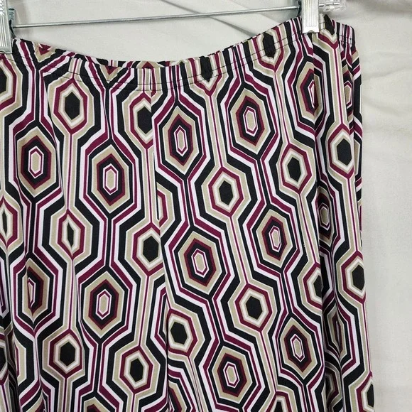 NEW DIRECTIONS Size XL Purple Geometric Elastic Waist Pull On Palazzo Pants EUC - Picture 5 of 7